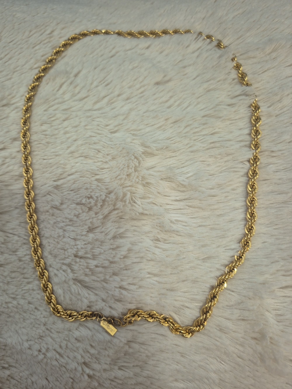 Vintage Monet Gold Rope Chain Necklace - 18 Inch